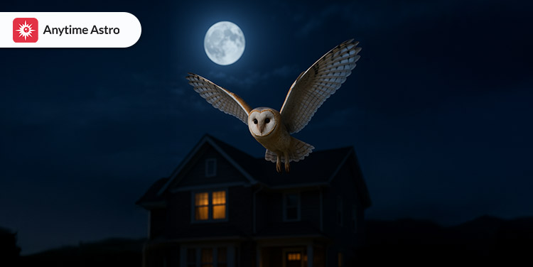 meaning of owl flying over house at night