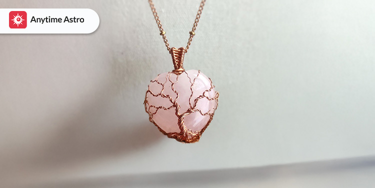 rose quartz tree pendants